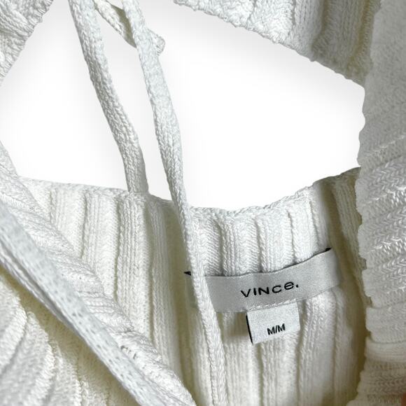 VINCE. White Ribbed-knit cotton-blend Tank Top Size M - Picture 6 of 7
